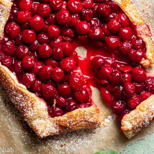 Sour Cherry Galette with Puff Pastry - Baking Is Therapy